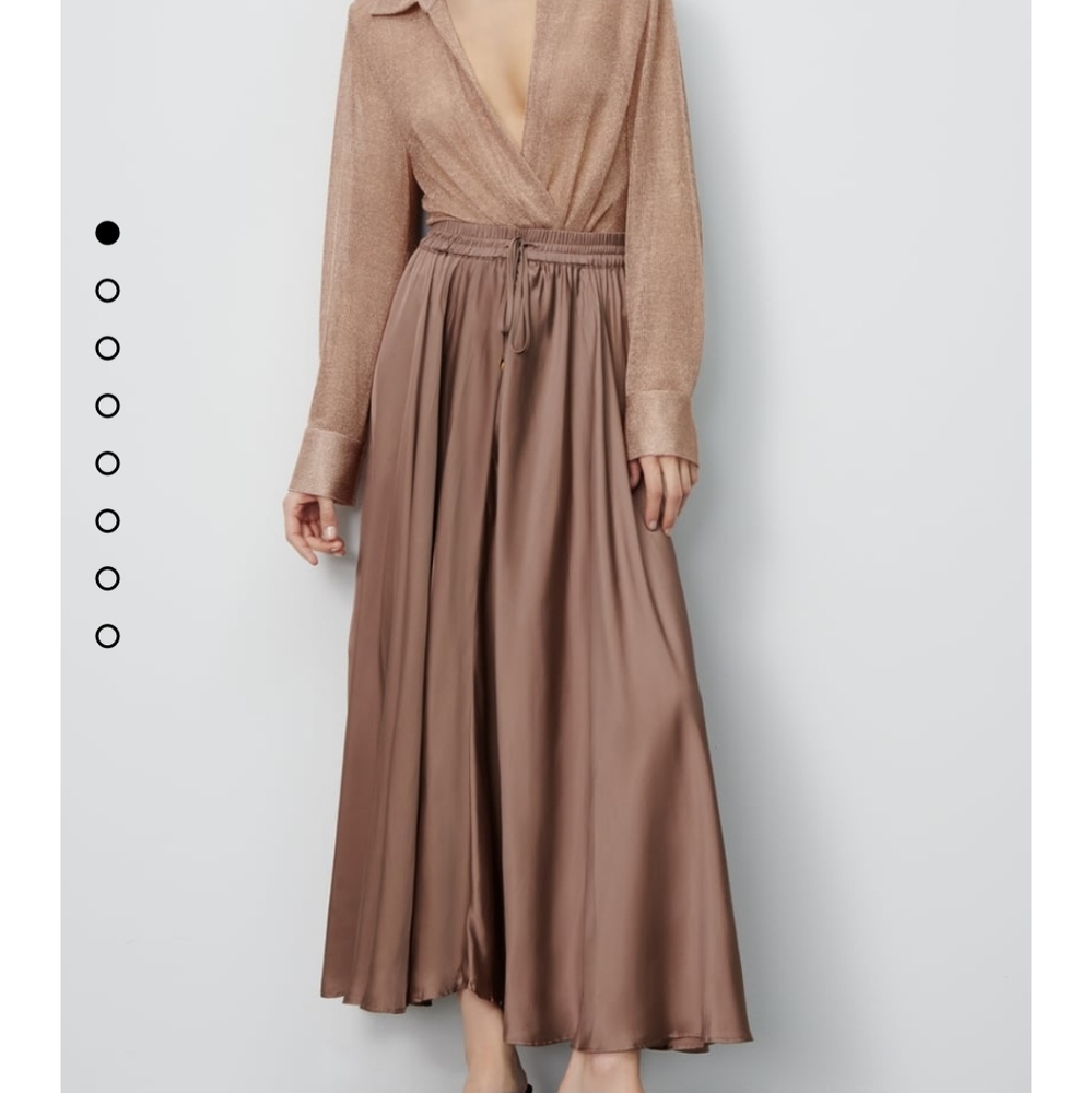 NWT Zara Wrinkled Satin Effect Skirt